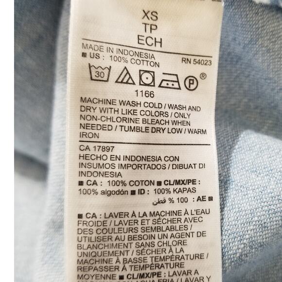 Old Navy Women's Blue Denim Shirt Dress Button Up Cap Sleeve 100% Cotton Size XS - Picture 5 of 8